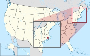 Mapa de los Estados Unidos con Rhode Island resaltada