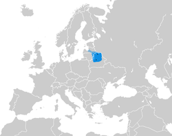 Punkte repräsentieren die Städte Minsk und Polotsk