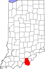 इंडियाना का नक्शा हैरिसन काउंटी को उजागर करता है