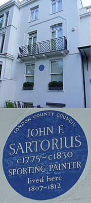 บ้านเลขที่ 155 Old Church Street, Chelsea, London ซึ่งเป็นบ้านของ John Sartorius ระหว่างปี 1807 ถึงปี 1812
