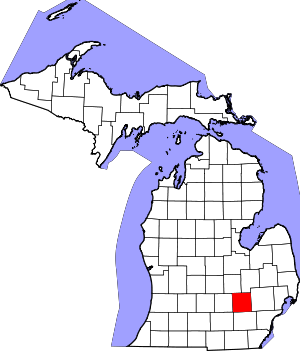 Mapa de Michigan destacando el condado de Livingston