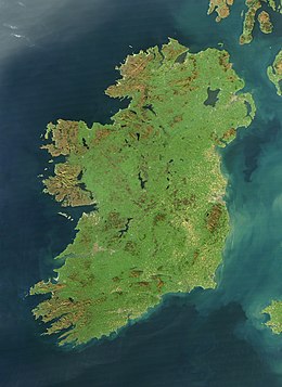 Satellietfoto van Ierland