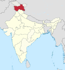 Jammu and Kashmir in India (de-facto) (claims hatched).svg