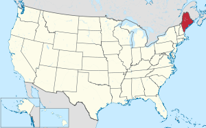 Mapa dos Estados Unidos com Maine em destaque