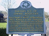 Sign marking Jimmie Rodgers birthplace as a historic Place.jpg