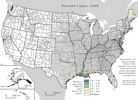 Census Bureau 2000, Cajuns in the United States.png