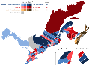 การเลือกตั้งรัฐบาลกลางแคนาดา 1867 ผลลัพธ์ Map.svg