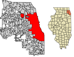 DuPage County Illinois Incorporated และ Unincorporated พื้นที่ Chicago Highlighted.svg
