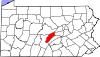 State map highlighting Mifflin County