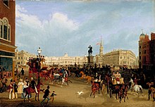 A painting by James Pollard showing the square