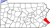 State map highlighting Bucks County
