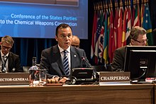 Agustin VásquezGómezประธานของ OPCW's Fourth Review Conference, 2018.jpg