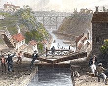 A painting of the Erie Canal, depicted in 1839.