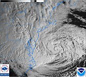 Hurricane Sandy is seen via satellite.