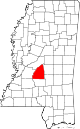 State map highlighting Rankin County