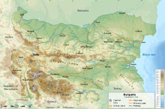 Topographic map of Bulgaria