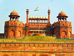 Red Fort with the Indian Flag at the centre