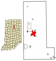 Ubicación de Perú en el condado de Miami, Indiana.
