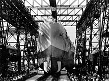 Launching of the USS North Carolina (BB-55) in June 1940