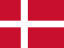 Rojo con una cruz blanca que se extiende hasta los bordes de la bandera; la parte vertical de la cruz se desplaza hacia el lado del polipasto