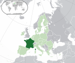 Map showing France in Europe