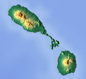 Mount Liamuiga ตั้งอยู่ในเซนต์คิตส์และเนวิส