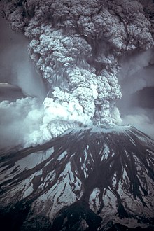 Ash cloud erupting from volcano