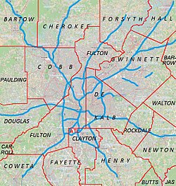 Atlanta está localizada na região metropolitana de Atlanta