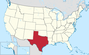 Mapa de los Estados Unidos con Texas resaltado