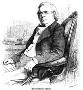 Engraving of Thackery sitting in a chair at his desk