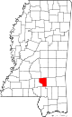 State map highlighting Covington County