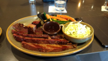 Kansas City-style Angus beef brisket and burnt ends dinner from the Q39 restaurant
