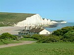 Seven Sisters cliffs and the coastguard cottages, from Seaford Head showing Cuckmere Haven (looking east - 2003-05-26).jpg
