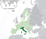 Map showing Italy in Europe