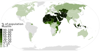 Islam porcentaje de población en cada nación Mapa mundial Datos musulmanes por Pew Research.svg