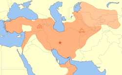 El Imperio selyúcida en su mayor extensión en 1092, tras la muerte de Malik Shah I.