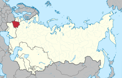 ที่ตั้งของ Byelorussia (สีแดง) ภายในสหภาพโซเวียต