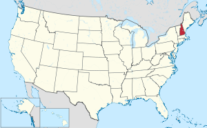 แผนที่ของสหรัฐอเมริกาที่มีไฮไลต์นิวแฮมป์เชียร์