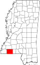 State map highlighting Amite County
