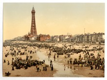 A postcard of Blackpool promenade.