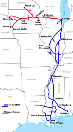 ชิคาโกกลางและอิลลินอยส์กลางเส้นทางแผนที่ 1996.png