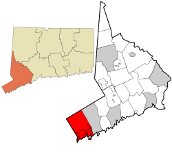 フェアフィールド郡とコネチカット州の場所。