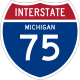 I-75 marker with Michigan above the number