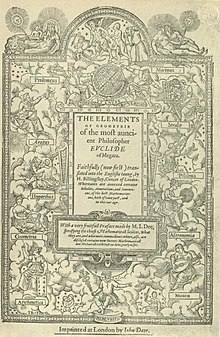 Титульный лист первой английской версии «Элементов Евклида» сэра Генри Биллингсли, 1570 (560x900) .jpg