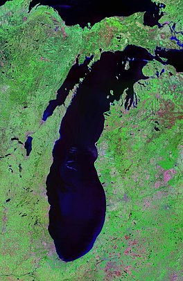 ภาพถ่ายดาวเทียม Lake Michigan Landsat