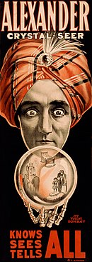 Antique carnival poster: "Alexander Crystal-Seer: Knows, Sees, Tells All"