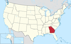 Mapa de los Estados Unidos con Georgia resaltada