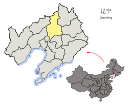 Locatie van het rechtsgebied van de stad Shenyang in Liaoning