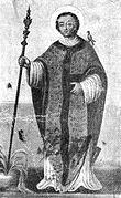 Saint birds on his shoulder; wearing fur pelisse in a religious habit