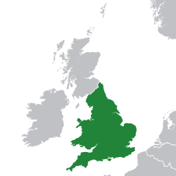 ที่ตั้งของอังกฤษในปี 1700 (สีเขียว) ในยุโรป (สีเขียวและสีเทา)